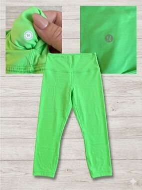 Lululemon NWOT Align High Rise Cropped Leggings Lime / Neon Green 14